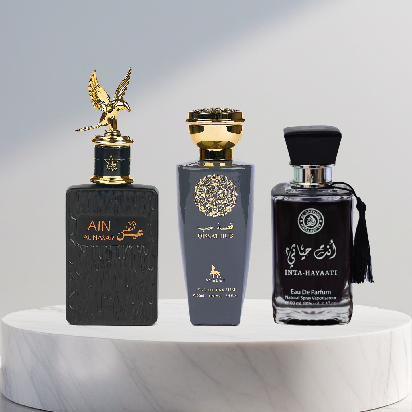 Set 3 Parfumuri Arabesti De Barbati - Ain Al Nasr + Qissat Hub Grey + Inta Hayaati