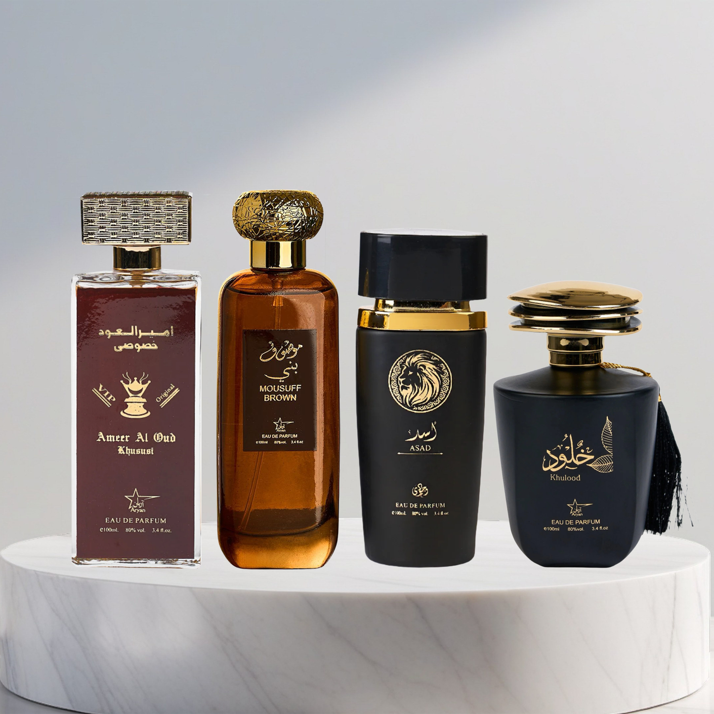 Set 4 Parfumuri Arabesti De Barbati 100ML - Ameer Al Oud Khususi + Mousuff Brown + Asad + Khulood