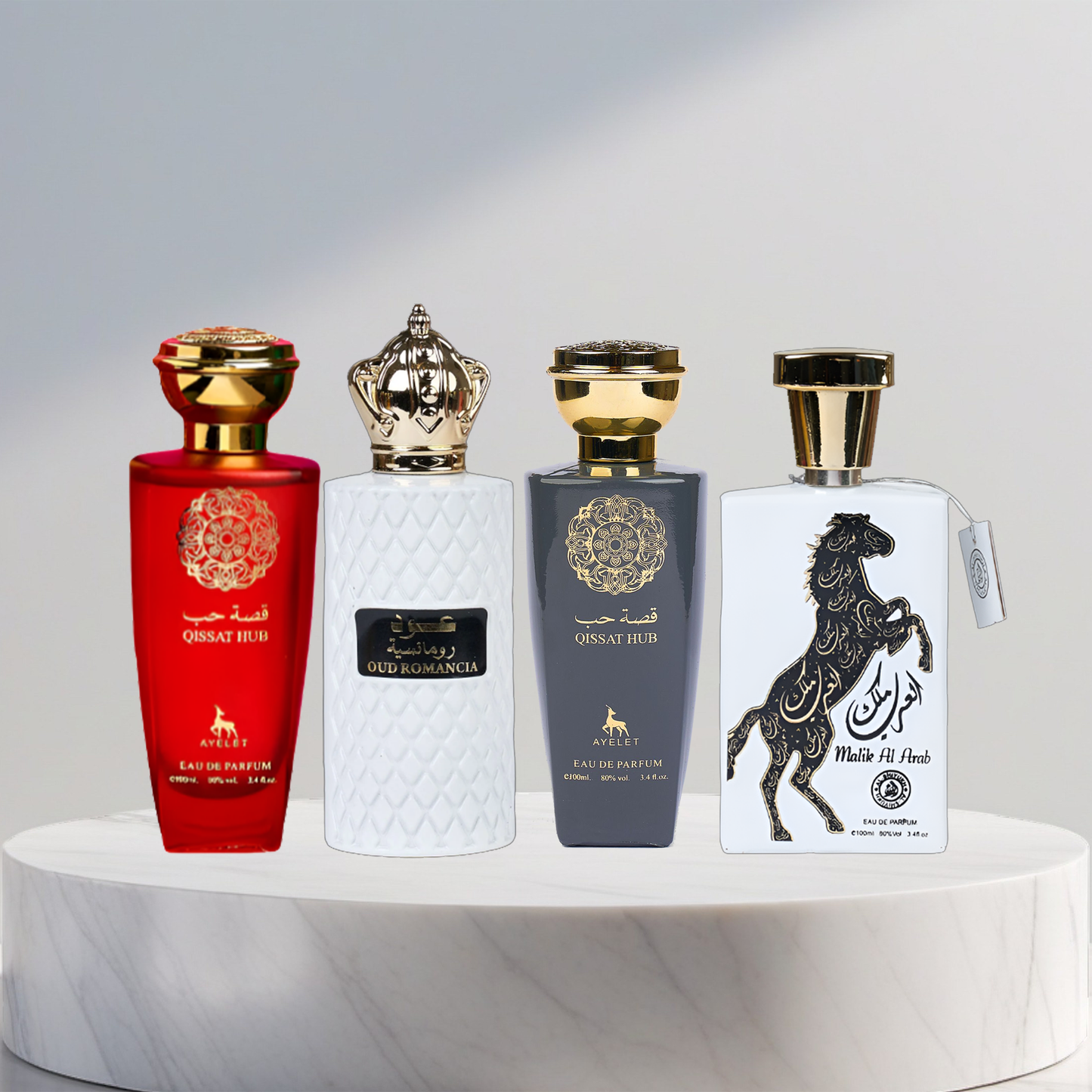 Set 4 Parfumuri Arabesti De Barbati 100ML - Qissat Hub + Oud Romancia + Qissat Hub Grey + Malik Al Arab