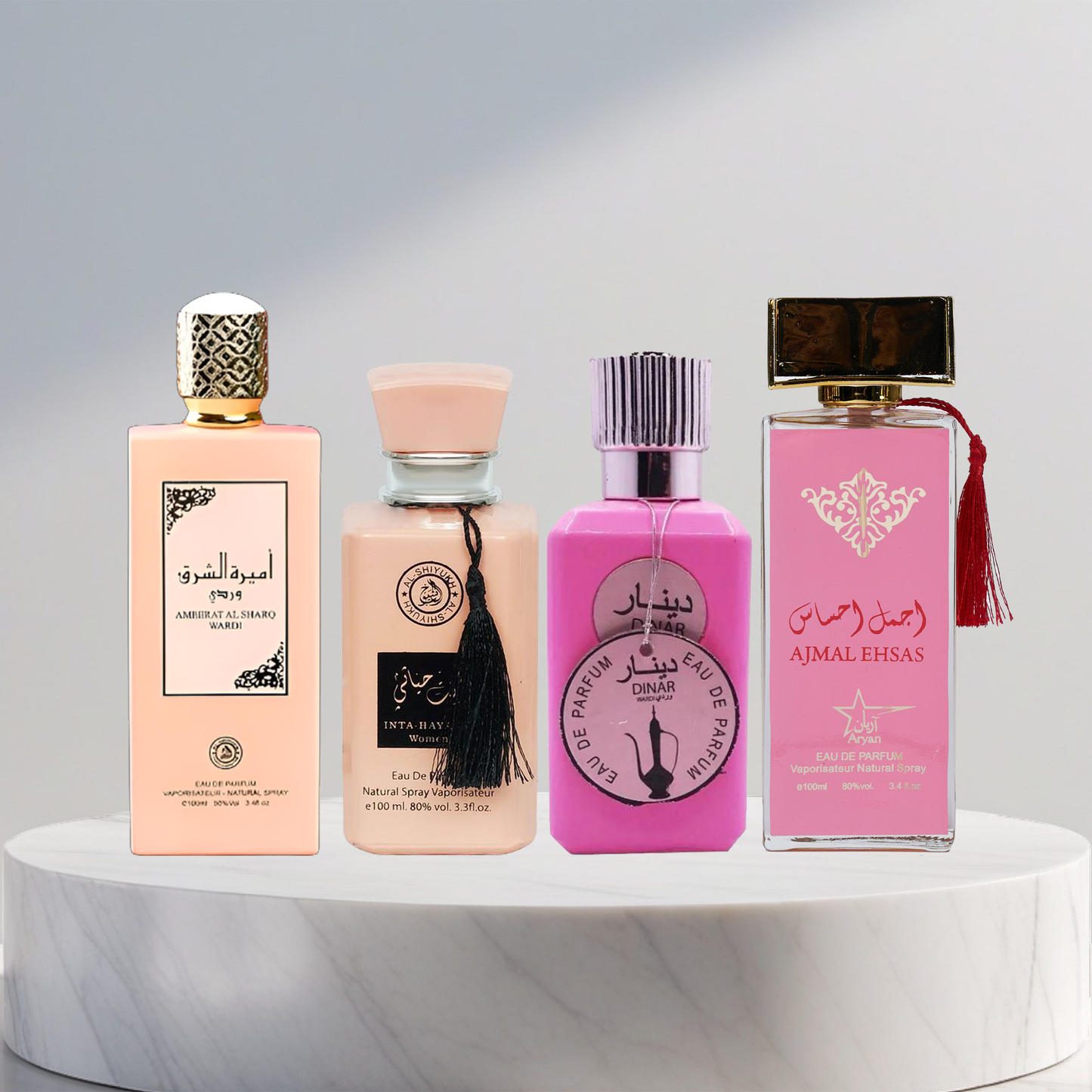 Set 4 Parfumuri Arabesti De Femei - Ameerat Al Sharq Wardi + Inta Hayaati + Dinar Wardi + Ajmal Ehsas