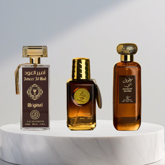 Set 3 Parfumuri Arabesti De Barbati - Ameer Al Oud Original + Dirham Oud + Mousuff Brown