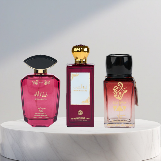 Set 3 Parfumuri Arabesti De Femei - Ghala Zayed Pink + Ameerat Al Sharq + Marwa