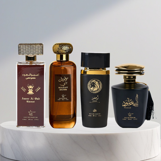 Set 4 Parfumuri Arabesti De Barbati 100ML - Ameer Al Oud Khususi + Mousuff Brown + Asad + Khulood