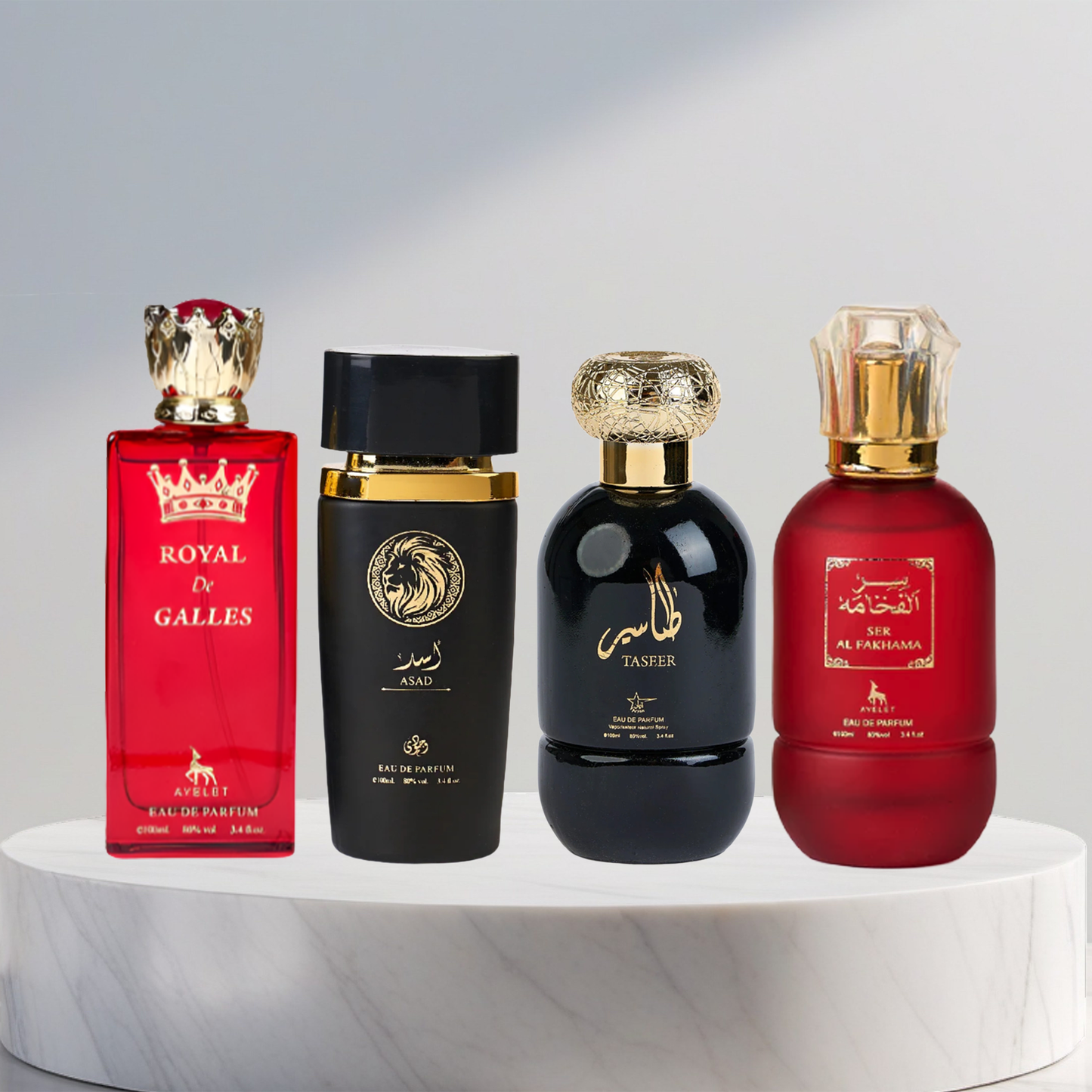 Set 4 Parfumuri Arabesti De Barbati 100ML - Ser Al Fakhama + Asad + Taseer + Royal De Galles