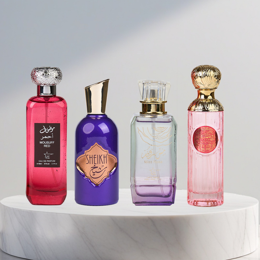 Set 4 Parfumuri Arabesti De Femei - Mousuff Red + Miss Rose + Sheikh + Attar Gissah Red