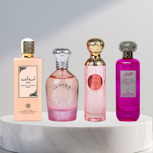 Set 4 Parfumuri Arabesti De Femei - Ameerat Al Sharq Wardi + Ameerat Al Sultan + Attar Gissah + Mousuff Pink