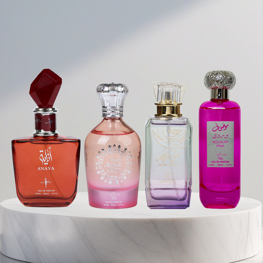 Set 4 Parfumuri Arabesti De Femei - Anaya + Ameerat Al Sultan + Miss Rose + Mousuff Pink