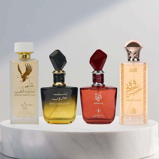 Set 4 Parfumuri Arabesti De Femei - Shaheen Emarat Gold + Bint Haron + Anaya + Lailat Al Khamise
