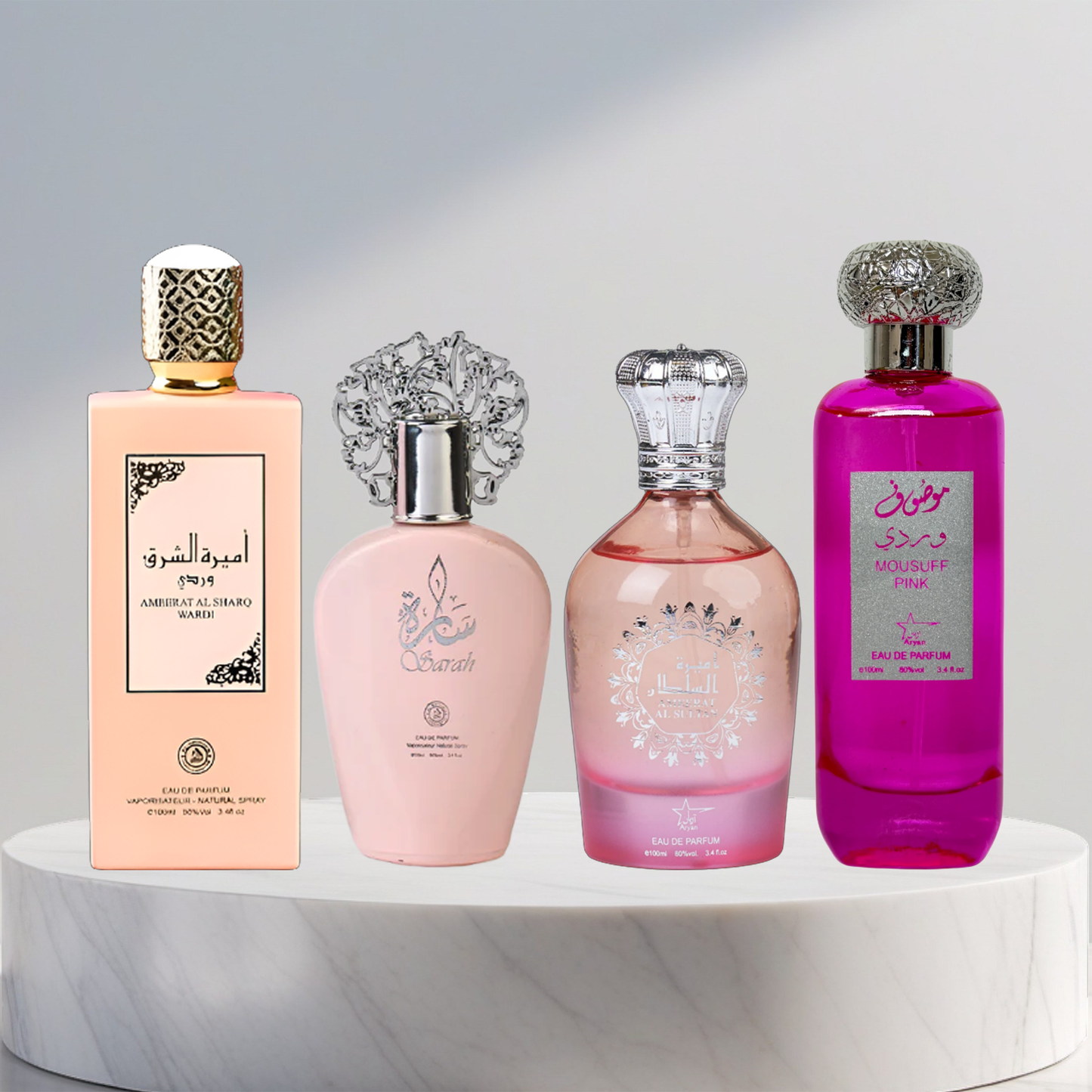 Set 4 Parfumuri Arabesti De Femei - Ameerat Al Sharq Wardi + Ameerat Al Sultan + Sarah + Mousuff Pink