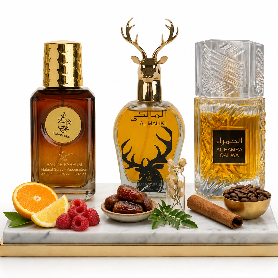 Set 3 Parfumuri Orientale Barbati 100ML - Dirham Oud + Al Maliki + Al Hamra Qahwa