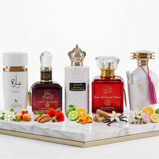 Set 5 Parfumuri Orientale Dama 100ML - Sara White + Lailat Al Ahlam + Oud Romancia + Sama Al Emarat Khususi + Alyia