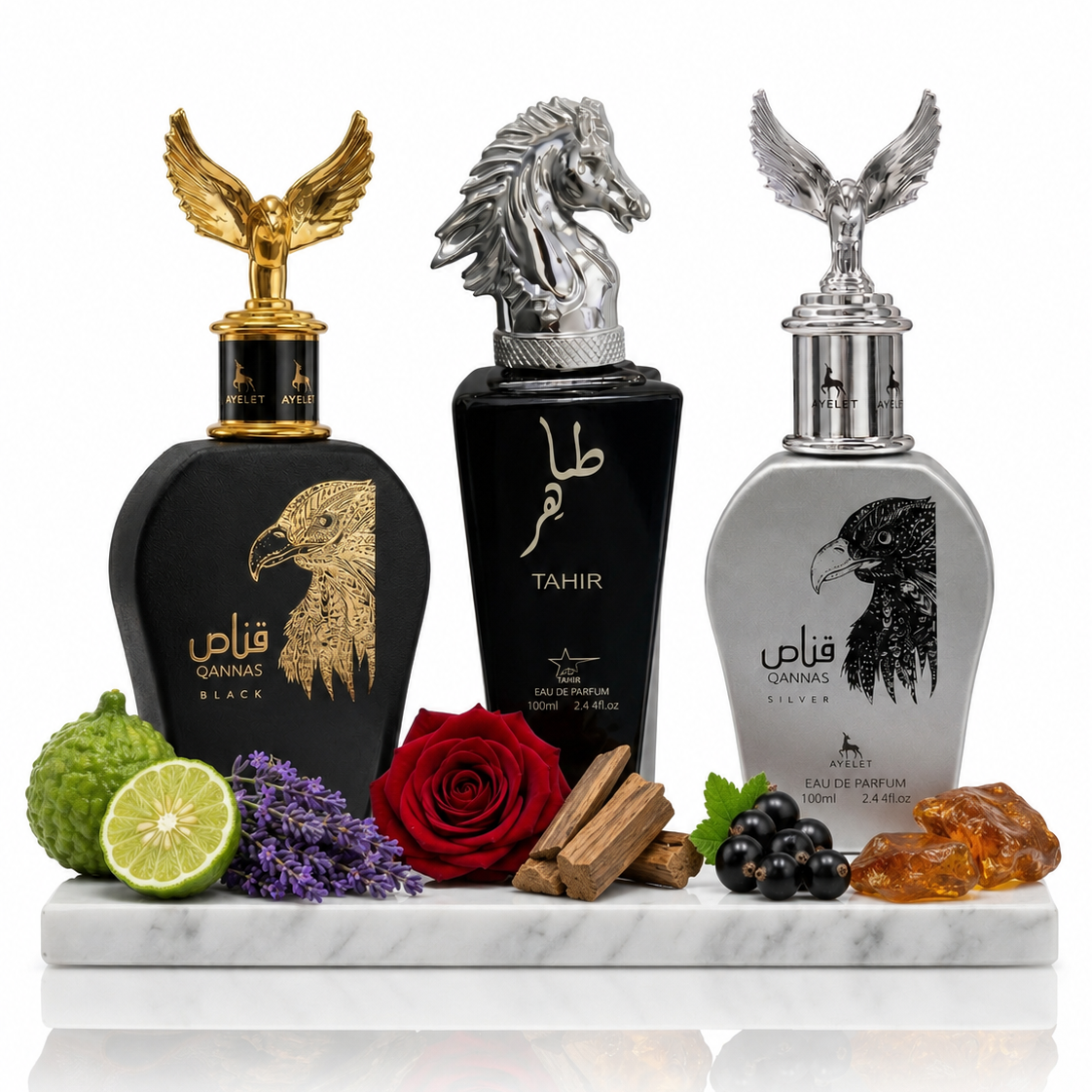 Set 3 Parfumuri Orientale Barbat 100ML - Qannas Black + Tahir + Qannas Silver