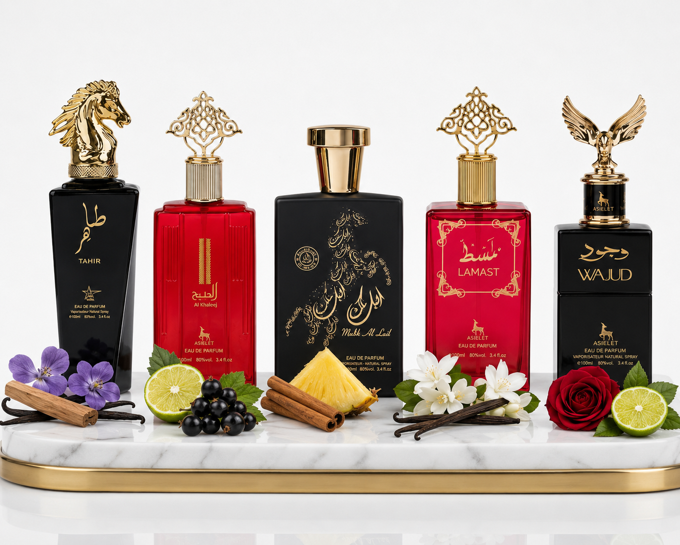 Set 5 Parfumuri Orientale (3x Barbat + 2x Dama) 100ML - Tahir + Al Khaleej + Malik Al Lail + Lamast + Wajud
