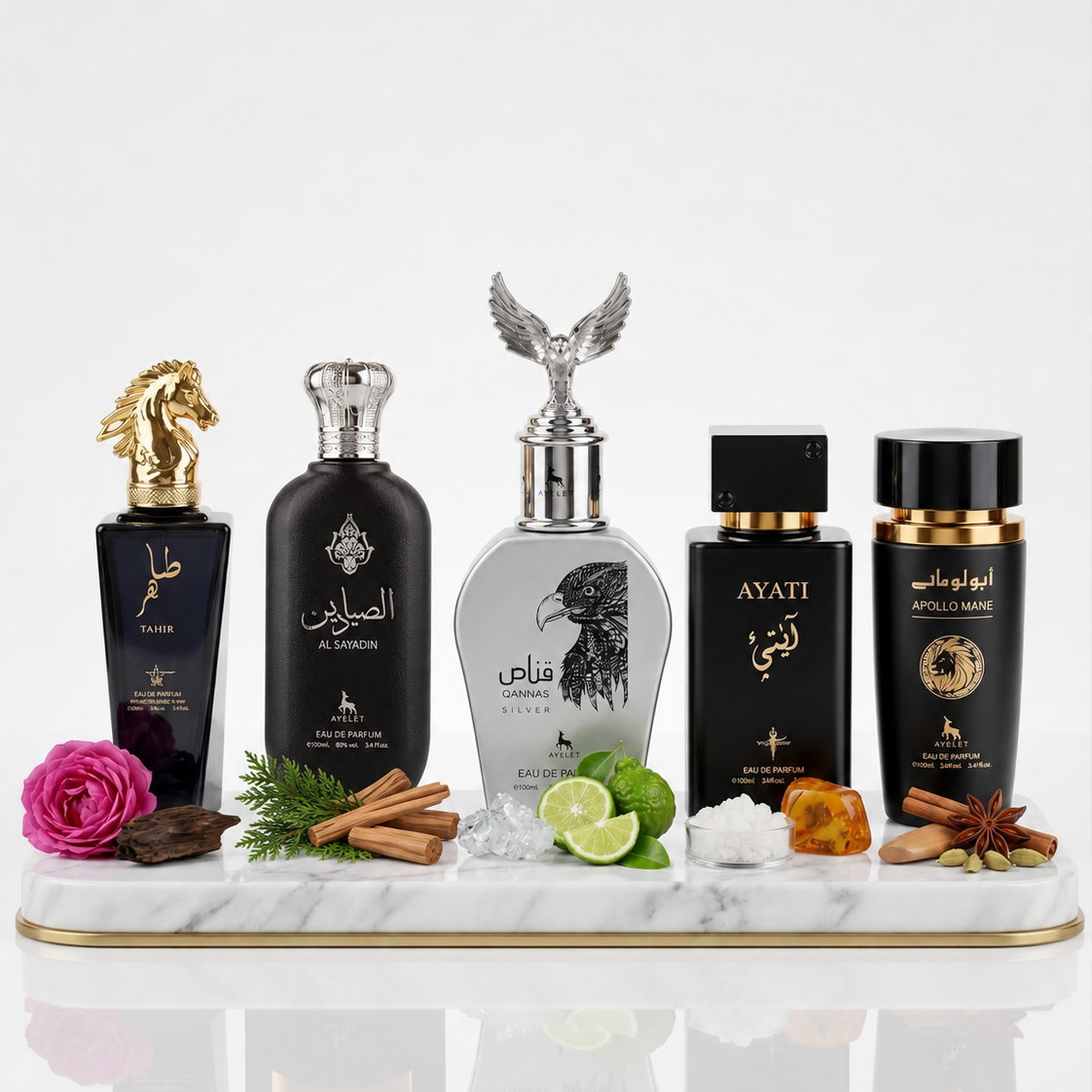 Set 5 Parfumuri Orientale Barbat 100ML - Tahir + Al Sayadin + Qannas Silver + Ayati + Apollo Mane