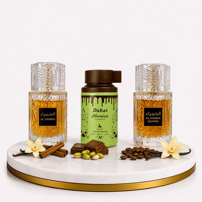 Set 3 Parfumuri Orientale De Barbati 100 ML - Al Hamra Royal + Dubai Choco + Al Hamra Qahwa