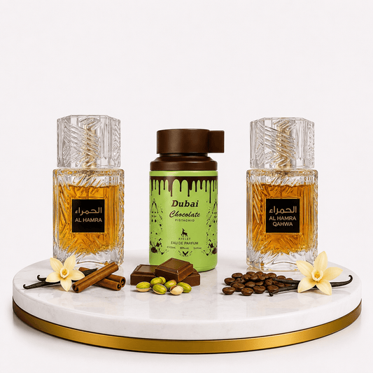 Set 3 Parfumuri Orientale De Barbati 100 ML - Al Hamra Royal + Dubai Choco + Al Hamra Qahwa