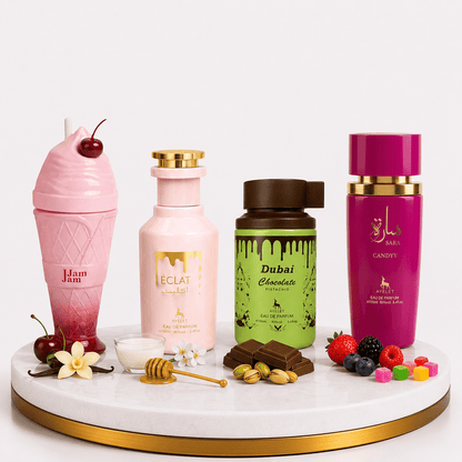 Set 4 Parfumuri Orientale de Dama 100ML - Jam Jam + Eclat + Dubai Choco + Sara Candy