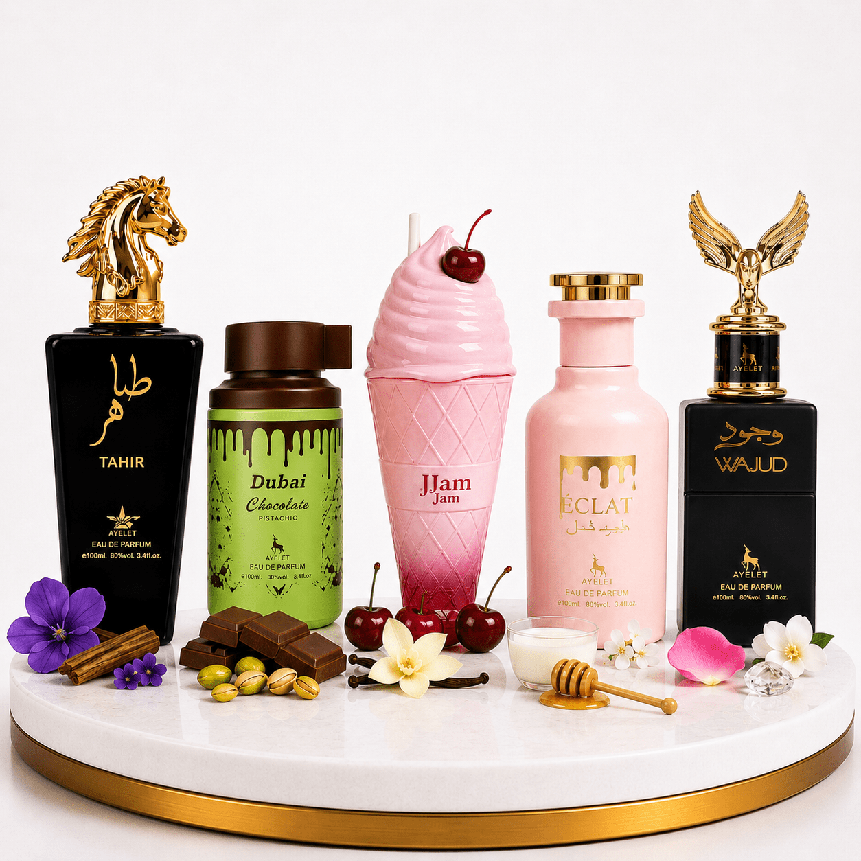 Set 5 Parfumuri Orientale 100ML (3 Dama + 2 Barbat) - Tahir + Dubai Choco + Jam Jam + Eclat + Wajud