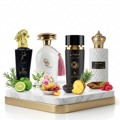 Set 4 Parfumuri Orientale 100ML (2xDama + 2xBarbati) - Tahir + Aliya + Apollo Mane Black + Oud Romancia
