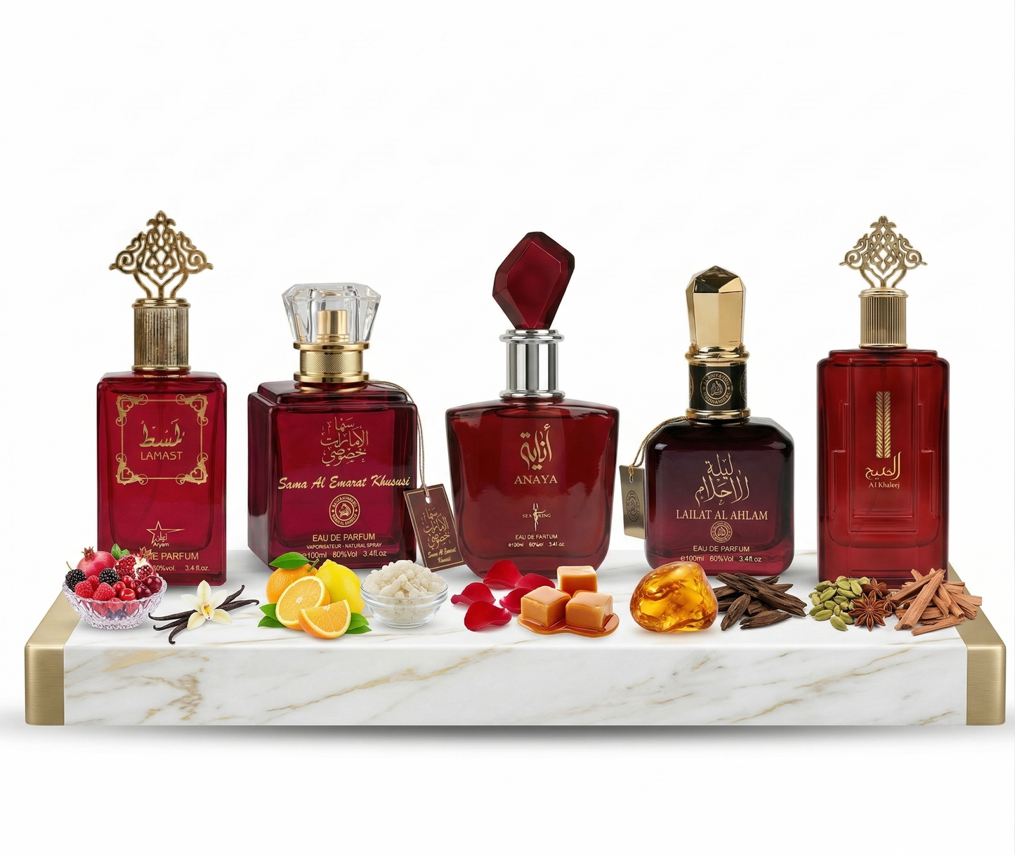 Set 5 Parfumuri Orientale Dama 100ML - Lamast + Sama Al Emarat Khususi + Anaya + Lailat Al Ahlam + Al Khaleej