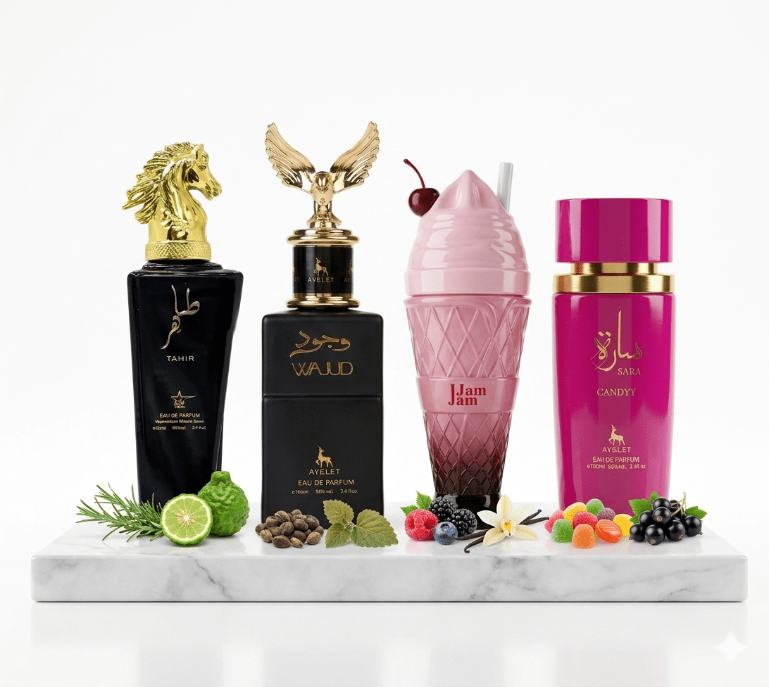 Set 4 Parfumuri Orientale 100ML (2x Dama + 2x Barbati) - Tahir + Wajud + Jam Jam + Sara Candy