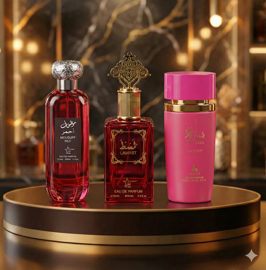 Set 3 Parfumuri Arabesti De Femei 100ML - Mousuff Red + Lamast + Sara Candy