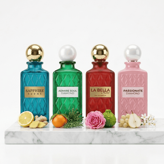 Set 4 Parfumuri Arabesti (2x Barbat + 2x Dama) 100ML - Sapphire Scent + Admire Soul + La Bella Rose + Passionate Diamond