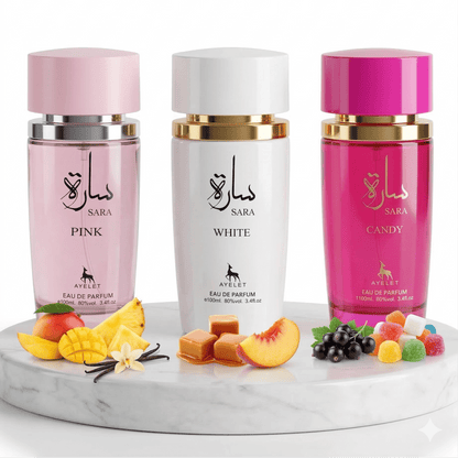 Set 3 Parfumuri Orientale Dama 100ML - Sara Pink + Sara White + Sara Candy