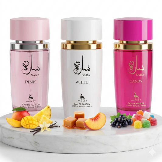 Set 3 Parfumuri Orientale Dama 100ML - Sara Pink + Sara White + Sara Candy