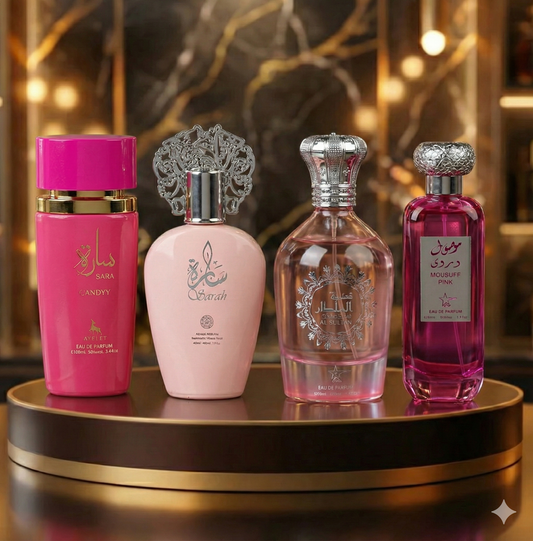 Set 4 Parfumuri Arabesti De Femei 100ML - Sara Candy + Sarah + Ameerat Al Sultan + Mousuff Pink