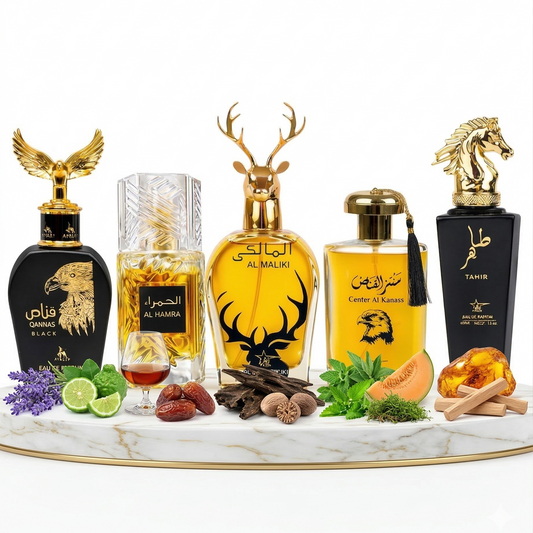 Set 5 Parfumuri Orientale 100ML - Qannas Black + Al Hamra + Al Maliki + Center Al Kanass + Tahir