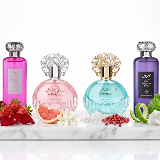 Set 4 Parfumuri Orientale (2 Dame + 2 Barbat) 100ML - Mousuff Pink + Antarctic Pink + Antarctic Blue + Mousuff Blue