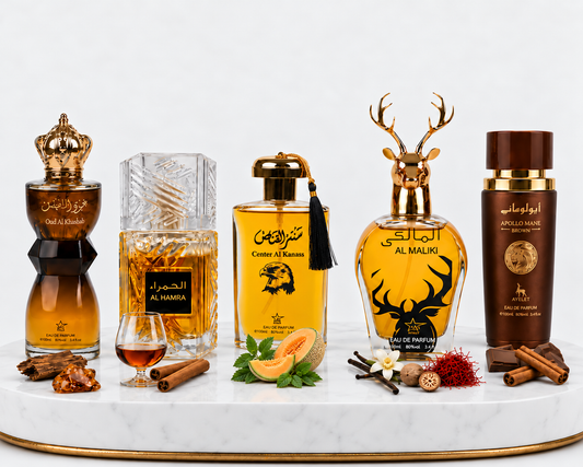 Set 5 Parfumuri Orientale Barbat 100ML - Oud Al Khashab + Al Hamra + Center El Kannas + Al Maliki + Apollo Brown