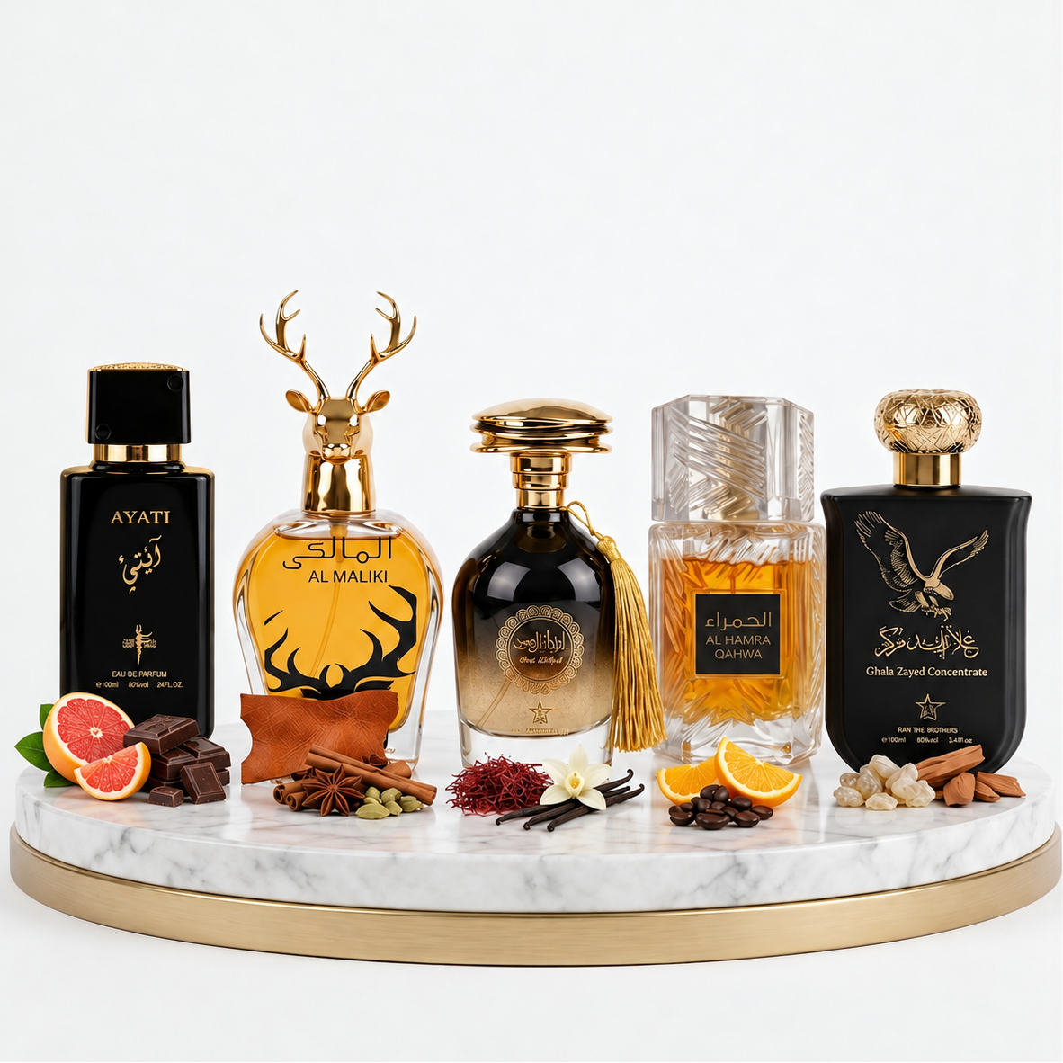 Set 5 Parfumuri Orientale Barbat 100ML - Ayati Black + Al Maliki + Ibda Al Oud + Al Hamra Qahwa + Ghala Zayed