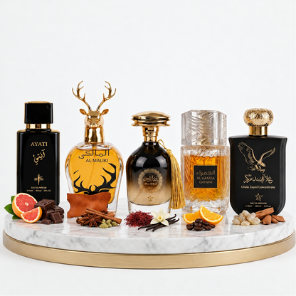Set 5 Parfumuri Orientale Barbat 100ML - Ayati Black + Al Maliki + Ibda Al Oud + Al Hamra Qahwa + Ghala Zayed