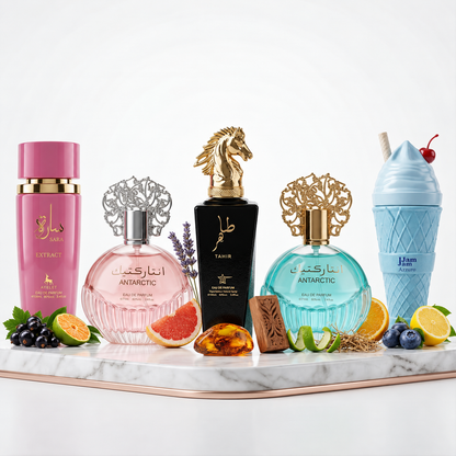 Set 5 Parfumuri Orientale 100ML (2 Dame + 3 Barbati) - Sara Extract + Antarctic + Tahir + Antarctic + Jam Jam Azzuro