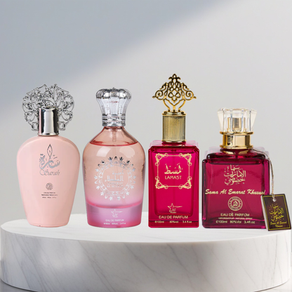 Set 4 Parfumuri Arabesti De Femei - Sarah + Ameerat Al Sultan + Lamast + Sama Al Emarat Khususi