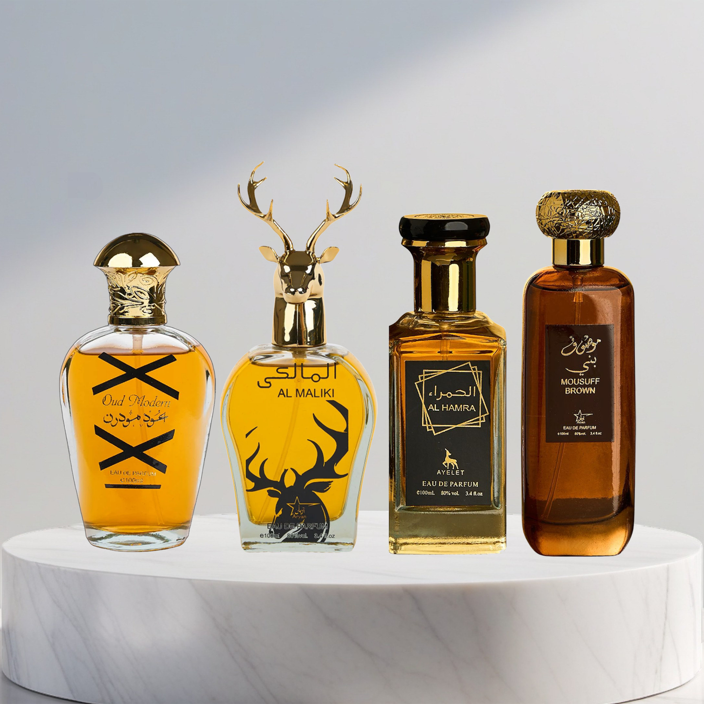 Set 4 Parfumuri Arabesti De Barbati 100ML - Oud Modern + Maliki + Al Hamra + Mousuff Brown