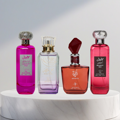 Set 4 Parfumuri Arabesti De Femei - Mousuff Pink + Mousuff red + Miss Rose + Anaya