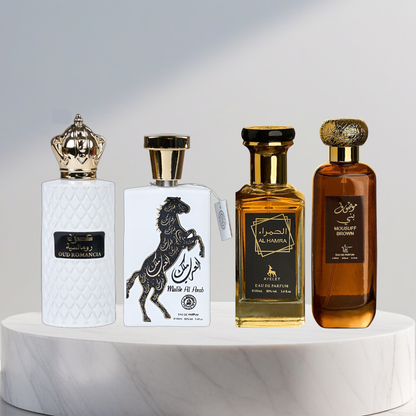 Set 4 Parfumuri Arabesti De Barbati 100ML - Oud Romancia + Malik Al Arab + Al Hamra + Mousuff Brown