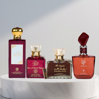 Set 4 Parfumuri Arabesti De Femei - Ameerat Al Sharq + Sama Al Emarat Khususi + Raghba Gold + Anaya