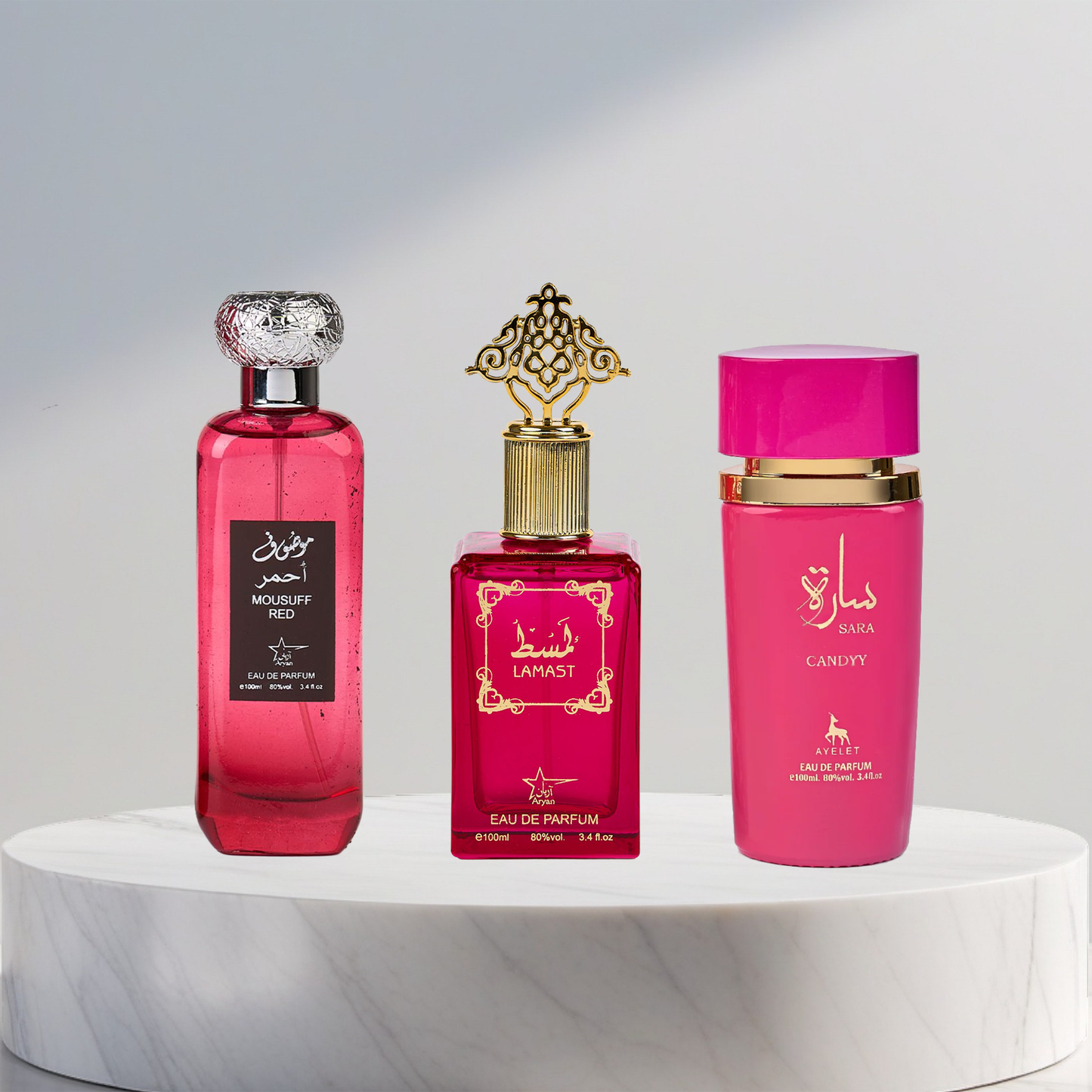 Set 3 Parfumuri Arabesti De Femei - Mousuff Red + Lamast + Sara Candy