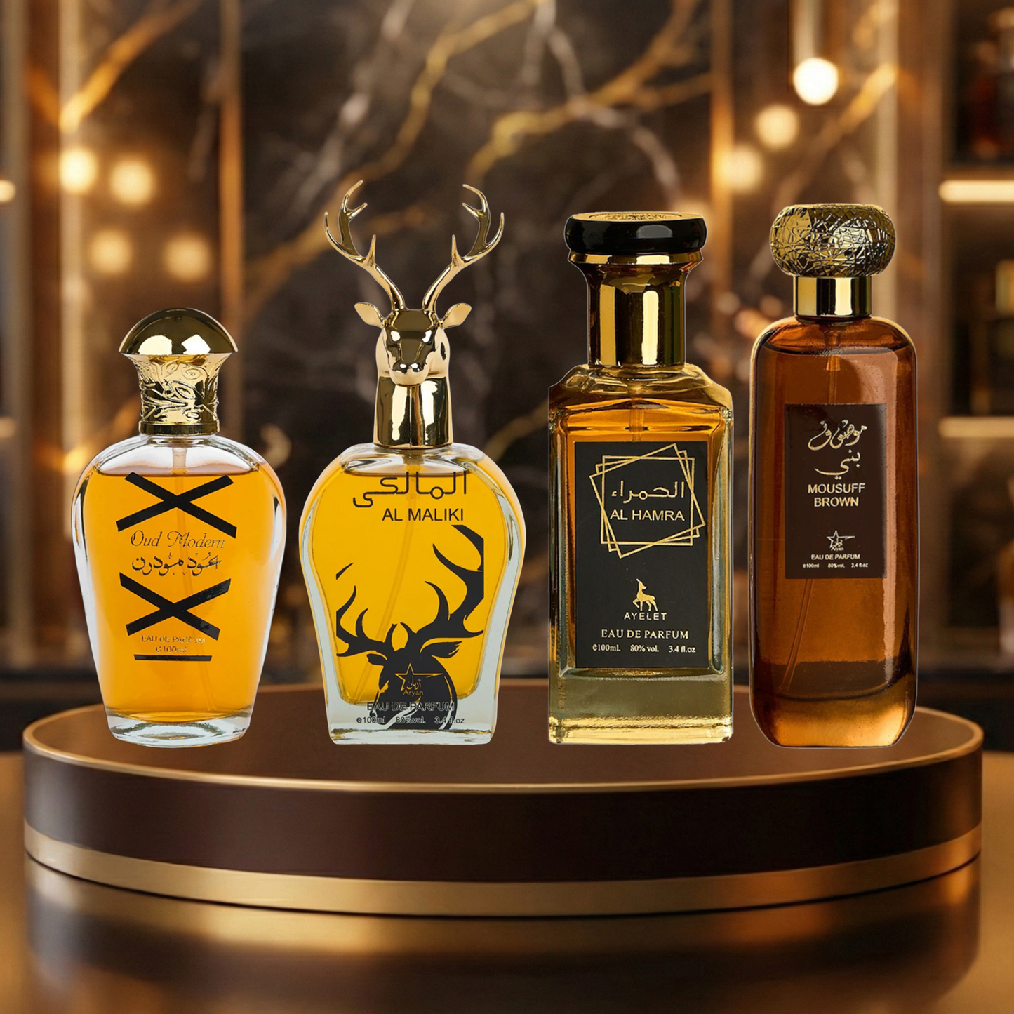Set 4 Parfumuri Arabesti De Barbati 100ML - Oud Modern + Maliki + Al Hamra + Mousuff Brown