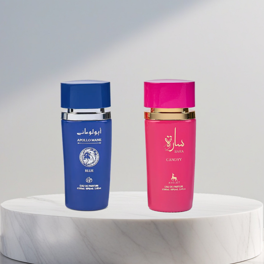 Set 2 Parfumuri Arabesti (Barbat + Dama) - Apollo Mane Blue + Sara Candy