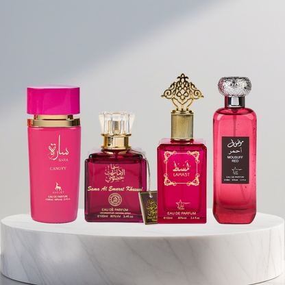 Set 4 Parfumuri Arabesti De Femei - Mousuff red + Sara Candy + Sama Al Emarat Khususi + Lamast