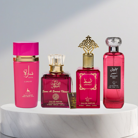 Set 4 Parfumuri Arabesti De Femei - Mousuff red + Sara Candy + Sama Al Emarat Khususi + Lamast