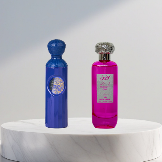 Set 2 Parfumuri Arabesti (Barbat + Dama) 100ML - Attar Gissah Blue + Mousuff Pink