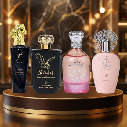 Set 4 Parfumuri Arabesti (2x Barbat + 2x Dama) 100ML - Tahir + Ghala Zayed + Ameerat Al Sultan + Sarah