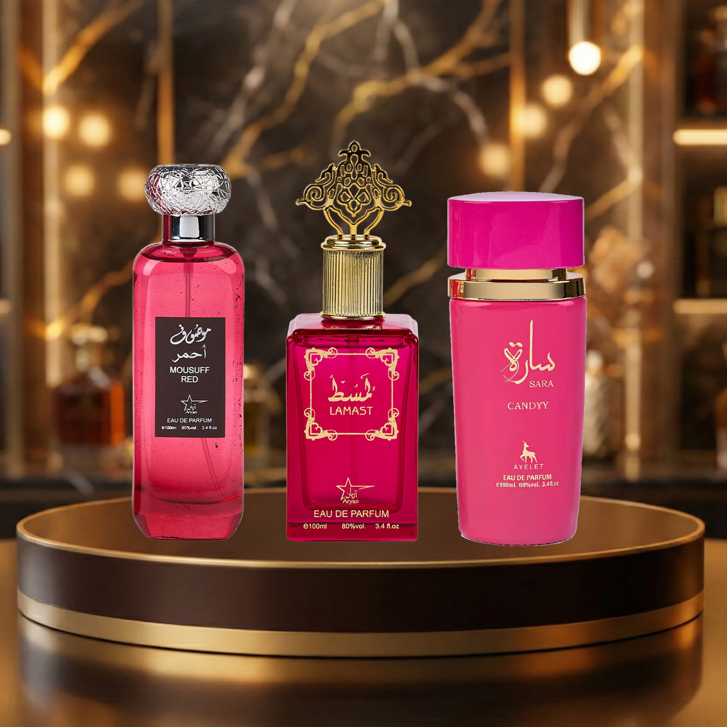 Set 3 Parfumuri Arabesti De Femei 100ML - Mousuff Red + Lamast + Sara Candy