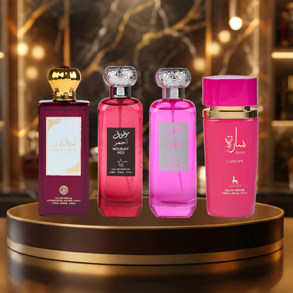 Set 4 Parfumuri Arabesti De Femei 100ML - Ameerat Al Sharq + Mousuff Red + Mousuff Pink + Sara Candy